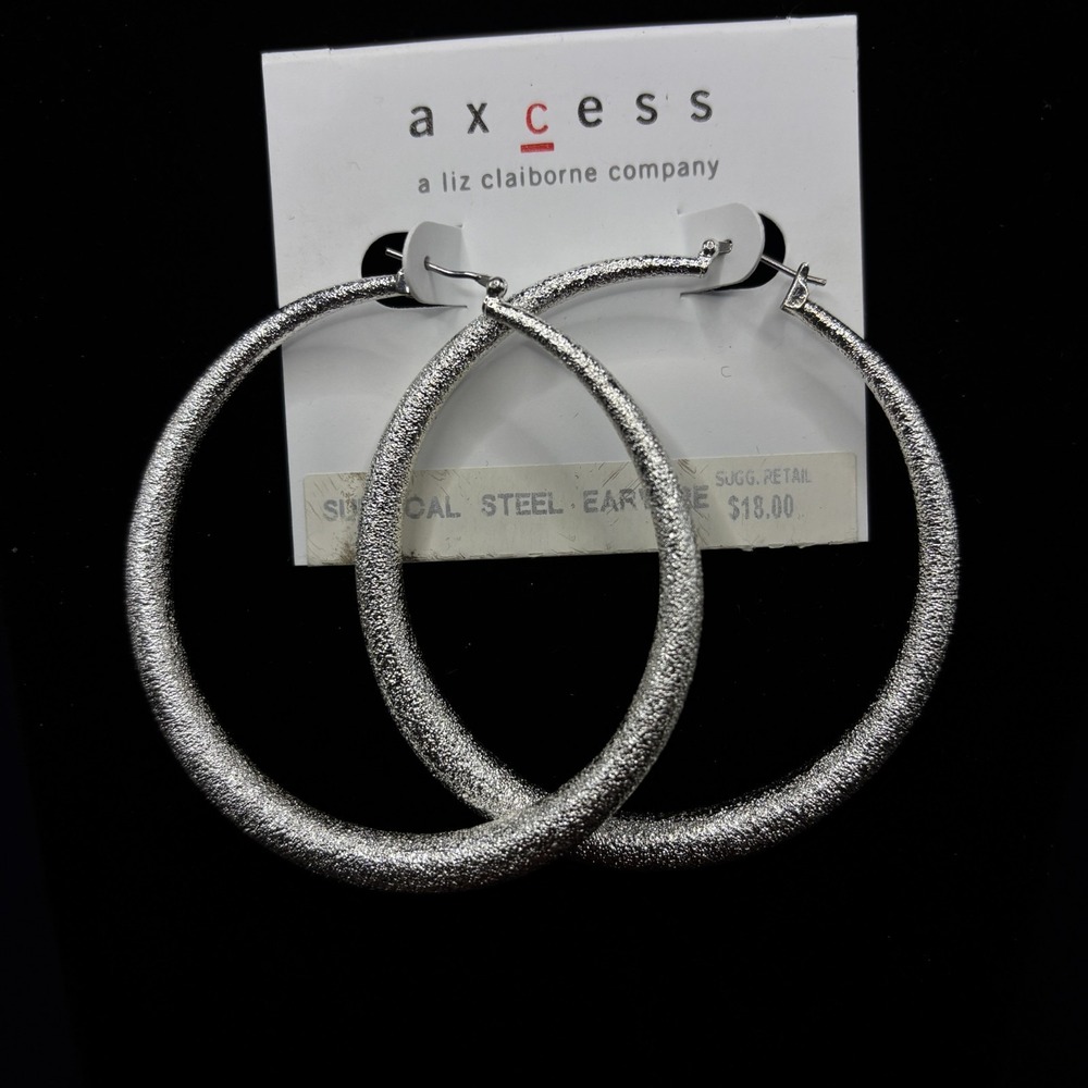 Axcess Surgical Steel Ear Wire Hoop Earrings Latch Closure